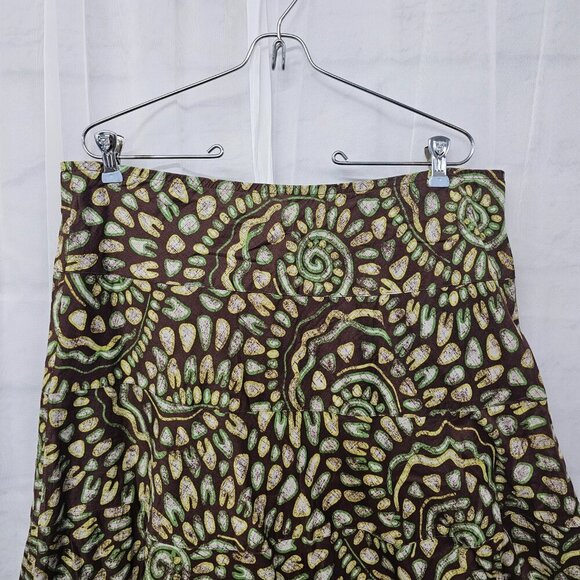 Ruby Rd. Green Brown Boho Peasant Skirt Midi Festival Hippie 12 - Picture 2 of 8